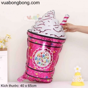 Bong bóng ly nước hồng HAPPY BIRTHDAY